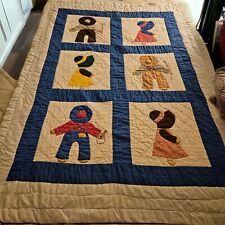 Charming Vintage Hand Appliqued Hand Quilted Cowboy/Cowgirl Quilt sm picture