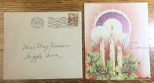 Vintage Joyous Christmas Card and Envelope, Posted St. Charles, MO 1943 picture