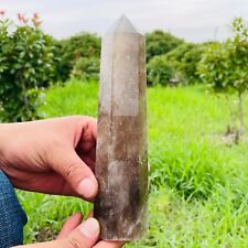 1.12LB TOP Natural smoky quartz obelisk crystal wand point tower reiki healing picture