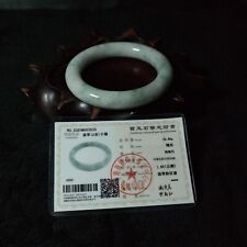 Certified Hand Carved Princess Cut Green Natural Jadeite Jade Bangle (B25) picture