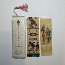 Egyptian Papyrus Bookmark Hieroglyphics w/ German Translation Lot Of 2 picture