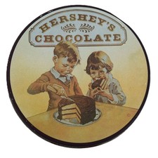 Hershey's Chocolate Tin Round Brown OS Good Vintage Children Cake Lithograph picture
