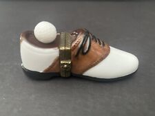 Golf Shoe Vintage Porcelain Trinket Box With Small Golf Ball (inside) picture
