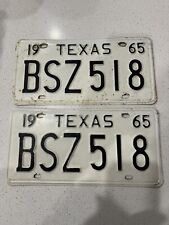 Texas 1965 Texas Automobile License Plates Plate Set White Black Plus TX Single picture