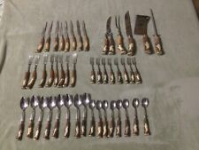  Rare 45 piece Klaus Tragbar Carved Antler Handles Cutlery Set Solingen Germany picture