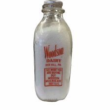 Woodson Dairy Red Hill PA Glass Milk Bottle Double Sided Square Clear Quart picture