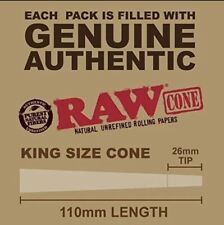 100 Count- King Size RAW Classic Pre-Rolled Cones Easy To Fill Fast Shipping picture