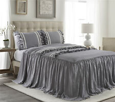 HIG 3 Piece EMMA Ruffle Skirt Bedspread Set 30 inches Drop Twin Queen King Size picture