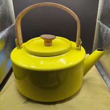 Vintage COPCO Yellow Enamel Tea Kettle Pot MCM Wood teak Michael Lax #117 Spain picture