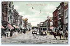 1909 Canal Street Business District Grand Rapids Michigan MI Carriages Postcard picture