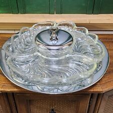 Vtg Kromex Lazy Susan Rotating Party Platter Revolving Glass Dish Serving Tray picture