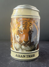 Vintage 1989 Budweiser Asian Tiger Endangered Species Ceramic Lidded Beer Stein picture