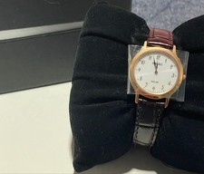 SEIKO Solar Watch Gold Brown Leather Strap SUP372P1 picture