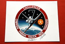 CHALLENGER STS-7 SIGNED SPACE SHUTTLE FREDERICK HAUCK SALLY RIDE 1983 GLOSSY LIT picture