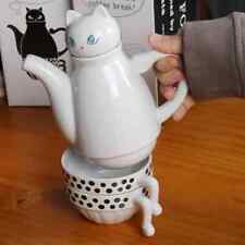 Cute Creative White Ceramic Tea / Coffee Set 2 Cup & 1 Pot Shaped In A Cat picture