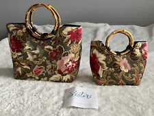 Longaberger Sisters Floral Set Of 2 Tote/Makeup Bag Or Mommy And Me Bags picture