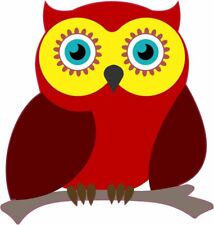 5in x 5in Yellow And Red Owl Window Sticker Decal owls Stickers Decals picture