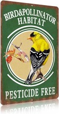 Vintage Garden pesticide free bird & pollinator habital Yard Tin Metal Signs picture
