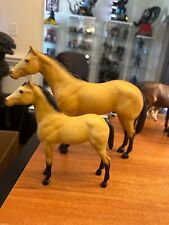 Vintage 2 horse Lot Vintage Breyer mother and foal tan black legs picture