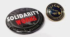 UFCW 2013 Hawaii Local 480 Lapel Hat Pin & Solidarity Works Button Pin Lot Of 2  picture