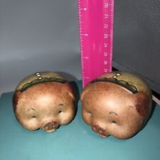 Rare Uctci Vintage Salt & Pepper Shakers Red Clay Pigs Kitsch Fun picture