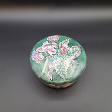 Vintage Green Floral Ceramic Powder or Trinket Box picture