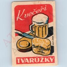 c1950s Czech Dinner Cheese Beer Prave Olomoucke Matchbox Label Soviet Art C47 picture