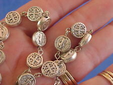 Rare St BENEDICT Rosary NECKLACE Medal Protection Exorcisms Saint Metal Crucifix picture
