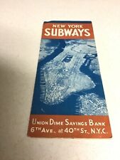 Vintage 1940 New York City SUBWAY NYC Union Dime Bank 11.5”x18” MAP Brochure picture