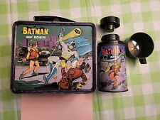 1966 Batman & Robin Lunch Box Thermos Vintage Super Heroes Lunchbox Tin Aladdin picture