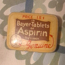 Bayer Vintage Aspirin Tablets 15¢ Pocket Advertising Tin w/ Tablets picture