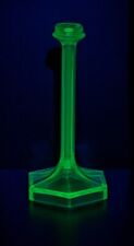 Free Ship Antique Vtg Deco Green Uranium Vaseline Glass Candlestick Lamp Base picture