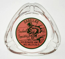 Vintage Glass Marketing Ashtray / Sabella's Seafood / Mill Valley California CA picture