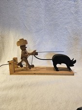 Willard Watson Mechanical folkart Man driving a pig. Signed and dated 1984 NC picture