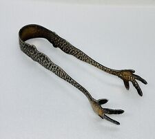 Rare 1950s Apollo Silverplated Eagle Claw Ice Tongs 4056 Hammered Pattern 29 picture