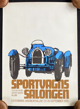 1965 Stockholm Sportsvagns Salongen Screen Printed Event Poster Sweden BUGATTI picture