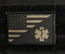 Olive Drab EMT USA Flag Morale Patch Tactical Military Army Hook Badge Rescue  picture