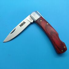 NRA Plain Edge Folding Liner Pocket Knife Pocket knife Wood 418 picture