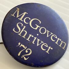 Vintage 1972 McGovern Shriver Pinback Button Pin Blue White Spell Out 1-3/8
