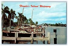 c1960's Florida's Inland Waterway Yacht Basin Delray Beach Florida FL Postcard picture