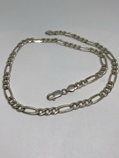 38g 925 FIGARO LINK NECKLACE MADE IN ITALY FINE JEWELRY STAMPED HIGH QUALITY picture