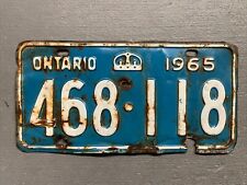 VINTAGE 1965 ONTARIO/ CANADA 🇨🇦 LICENSE PLATE BLUE/WHITE 468-118 COOL😎 picture