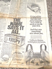 VTG 1984 PRESS-TELEGRAM NEWPAPER ARTICLE 1 PAPER GIVING RAISINS ON HALLOWEEN  picture