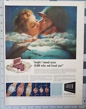 1943 Gruen Watch WW2 Soldier Woman Kiss Jewelry Art Lexington Vintage Print Ad picture