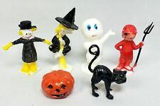 Vintage WILTON 6 Halloween Miniature Figures | Ghost, Devil, Scarecrow 1318-337 picture