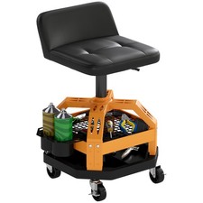 Rolling Mechanic Stool, 300 LBS Capacity Garage Stool, Yellow picture