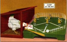 Linen Postcard Casey At The Bat Chicken Playing Baseball I.Q. Zoo Hot Springs AR picture