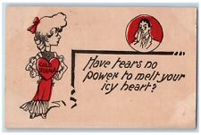 Valentine Postcard Woman Cold Storage Have Tears No Power To Melt Your Icy Heart picture