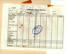 Ambassador Hotel Old Tokyo c.1955 Room Bill Business Card Vintage F215 picture