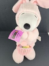 Vintage Hallmark Peanuts Snoopy Bunny Plush Holding Easter basket Eggs 16” Tags picture